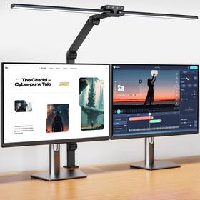 Kablerika 770619992507 Desk Lamp Double Head With Clamp 24w Led Black