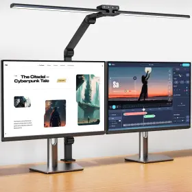 Kablerika 770619992507 Desk Lamp Double Head With Clamp 24w Led Black