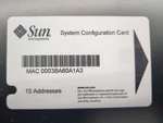 3705155-02 Sun System Configuration Card Used. Price: $49.00.