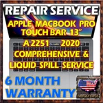 Macbook Pro 13" 2020 A2251 Laptop 820-01949-A Logic Board Repair & Liquid Spill. Price: $124.95.